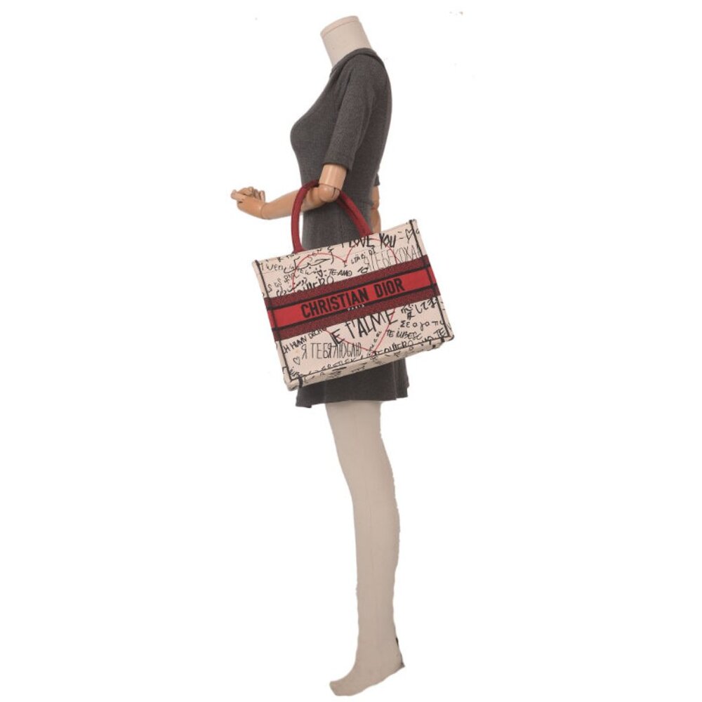 ♥️Dior Book White Black Red Medium Cotton Tote ♥️ - Picture 7 of 13